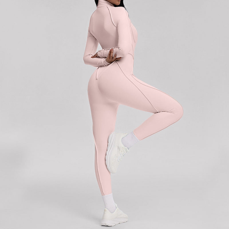 Color Block Yoga Jumpsuit with Hollow Back Spaghetti Strap