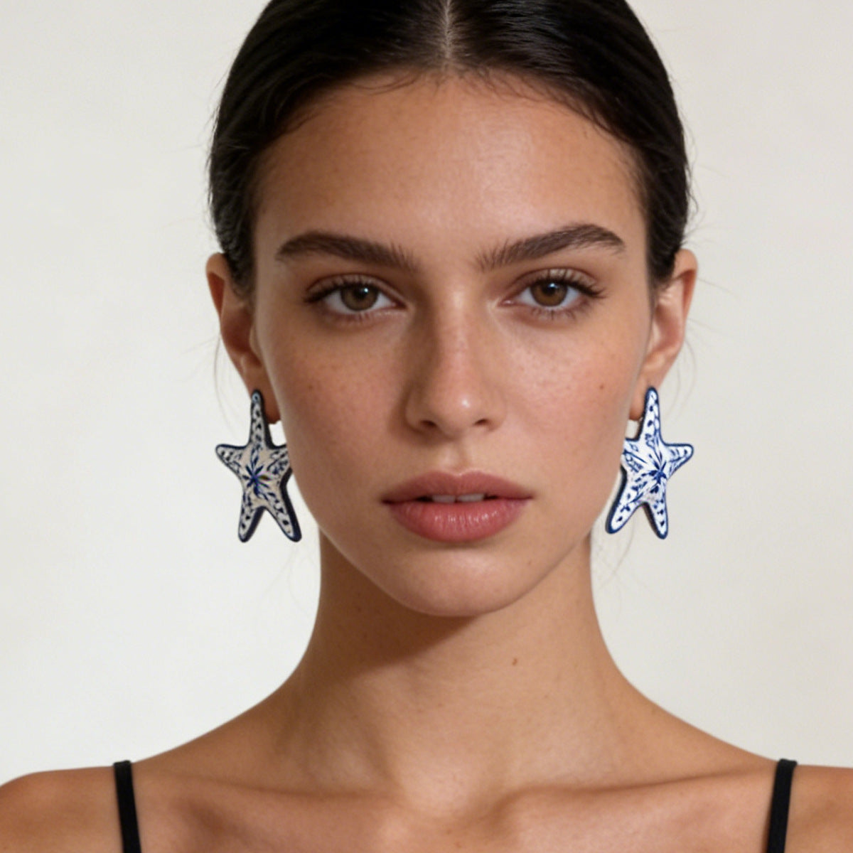 Enamel Star Stud Earrings Stainless Steel Elegant
