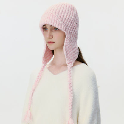 New Women's Wool Knitted Pilot Hat with Ear Flaps