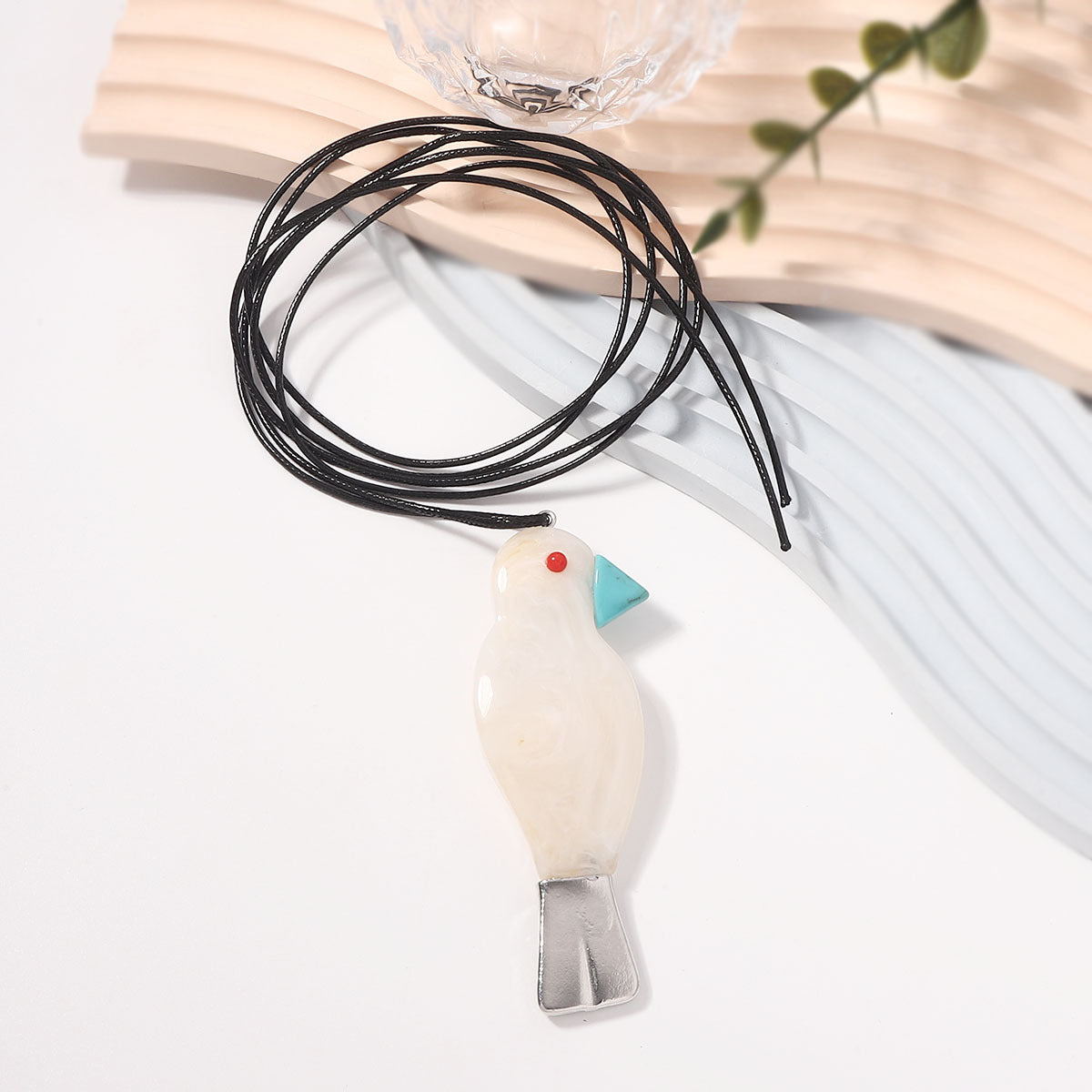 Long Resin Necklace Bird Pendant Versatile Chic