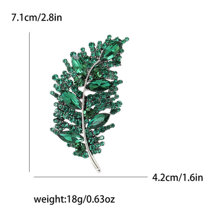 Creative Leaf Brooch with Rhinestones for Women