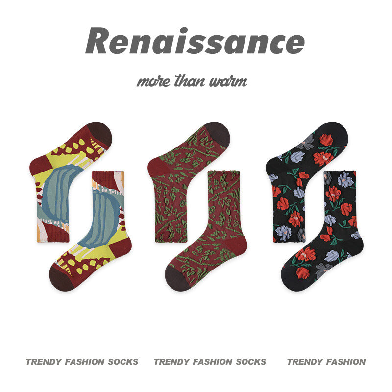 Mid Calf Vintage Gradient Cotton Socks