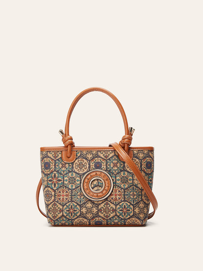 Vintage Cork Pattern Handbag Stylish Casual Tote Bag