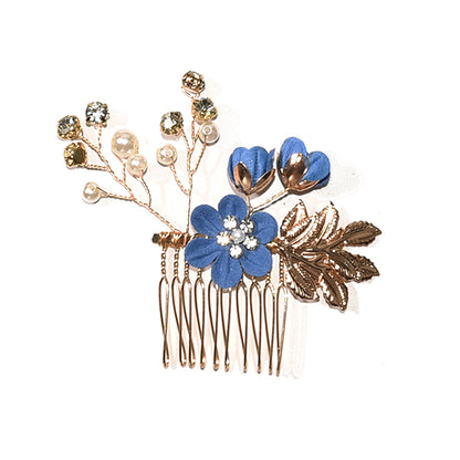 Bridal Blue Flower Hairpin Forest Inspired Wedding Hairpiece