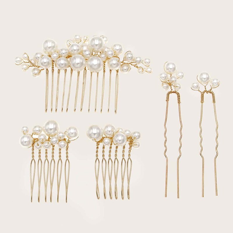Retro Baroque Pearl Hair Fork Wedding Hair Set