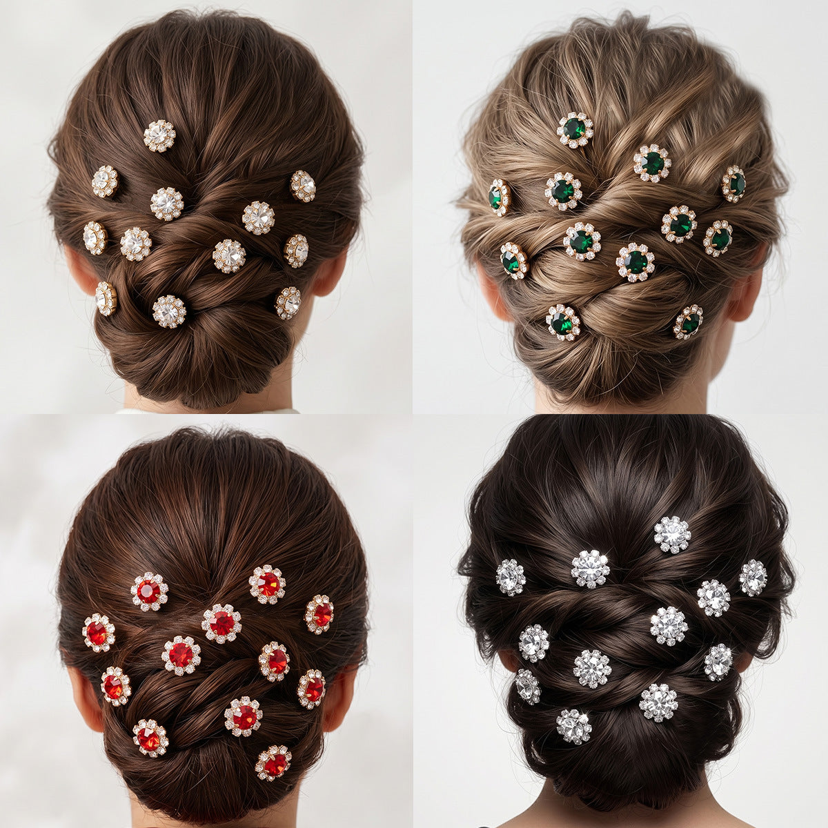 Floral Crystal U-Shaped Hairpin Set for Weddings and Special Occasions