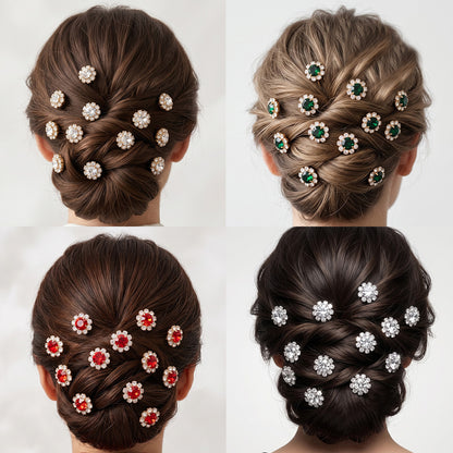 Floral Crystal U-Shaped Hairpin Set for Weddings and Special Occasions