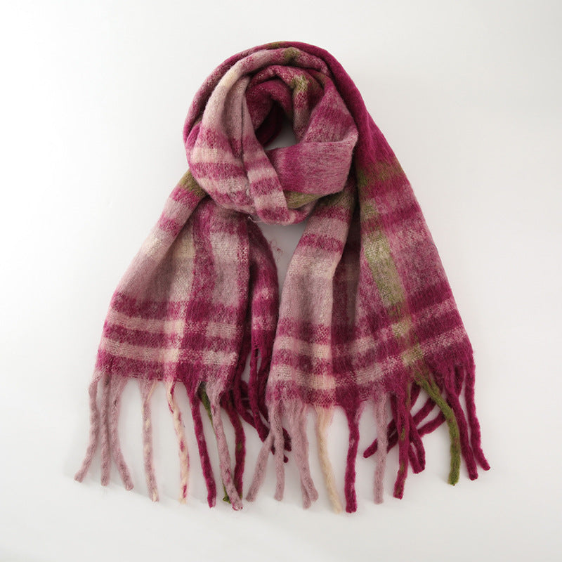 Soft Cashmere Feel Plaid Scarf for Women - Vintage Style