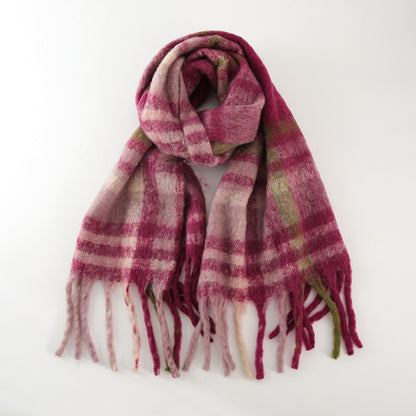 Soft Cashmere Feel Plaid Scarf for Women - Vintage Style