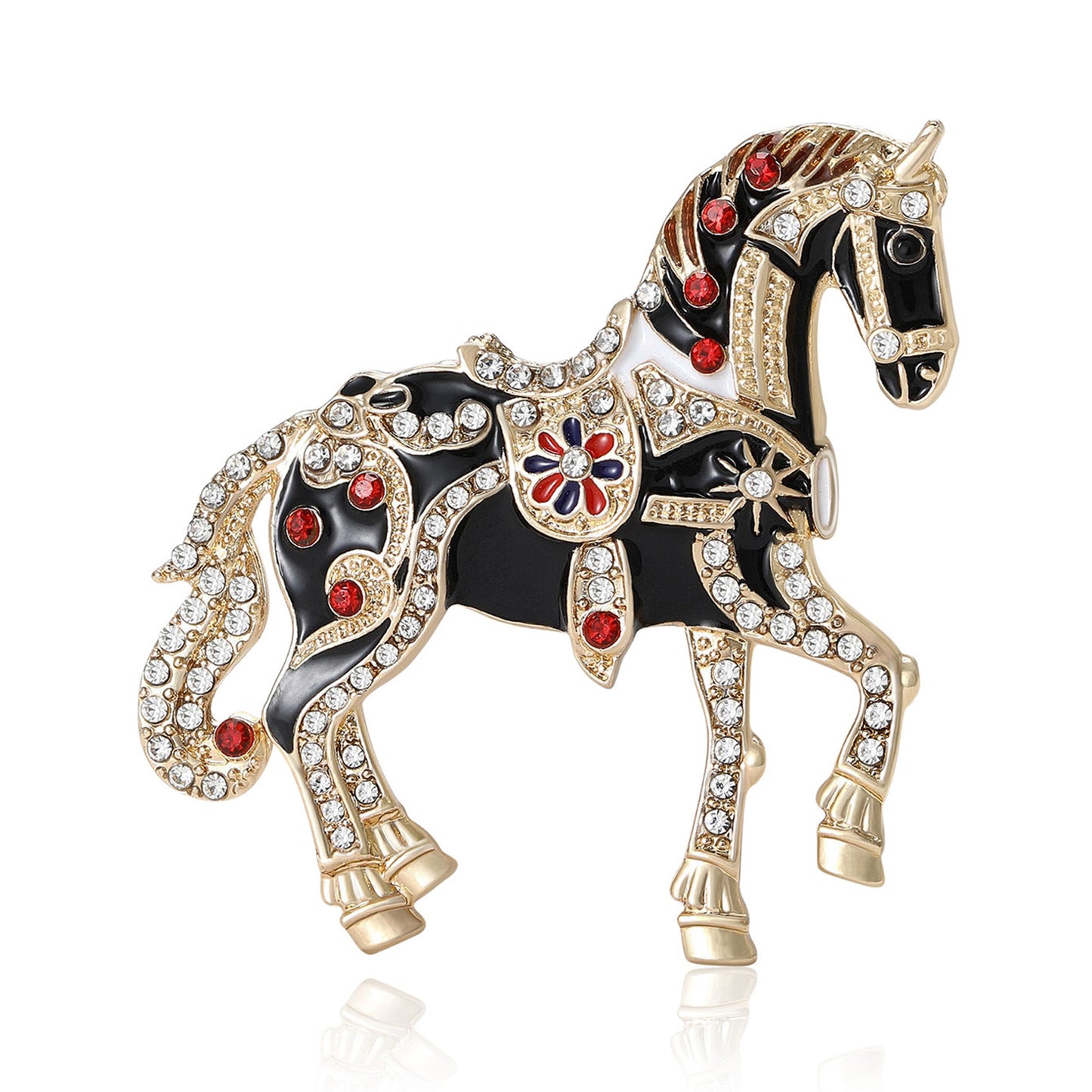 Luxury Enamel Animal Brooch with Rhinestones for Men and Women