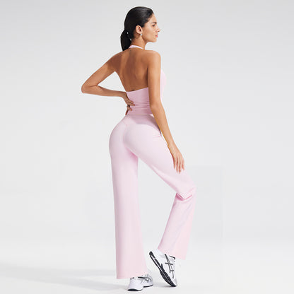 Yoga Relaxed Fit V-Neck Crop Top Set with Removable Cups