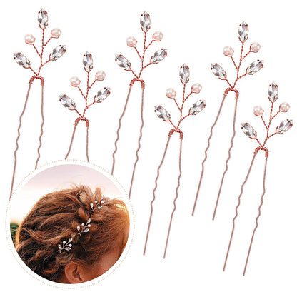 Emerald U Shaped Hair Pins Set of 6 Elegant Bridal Hairpiece