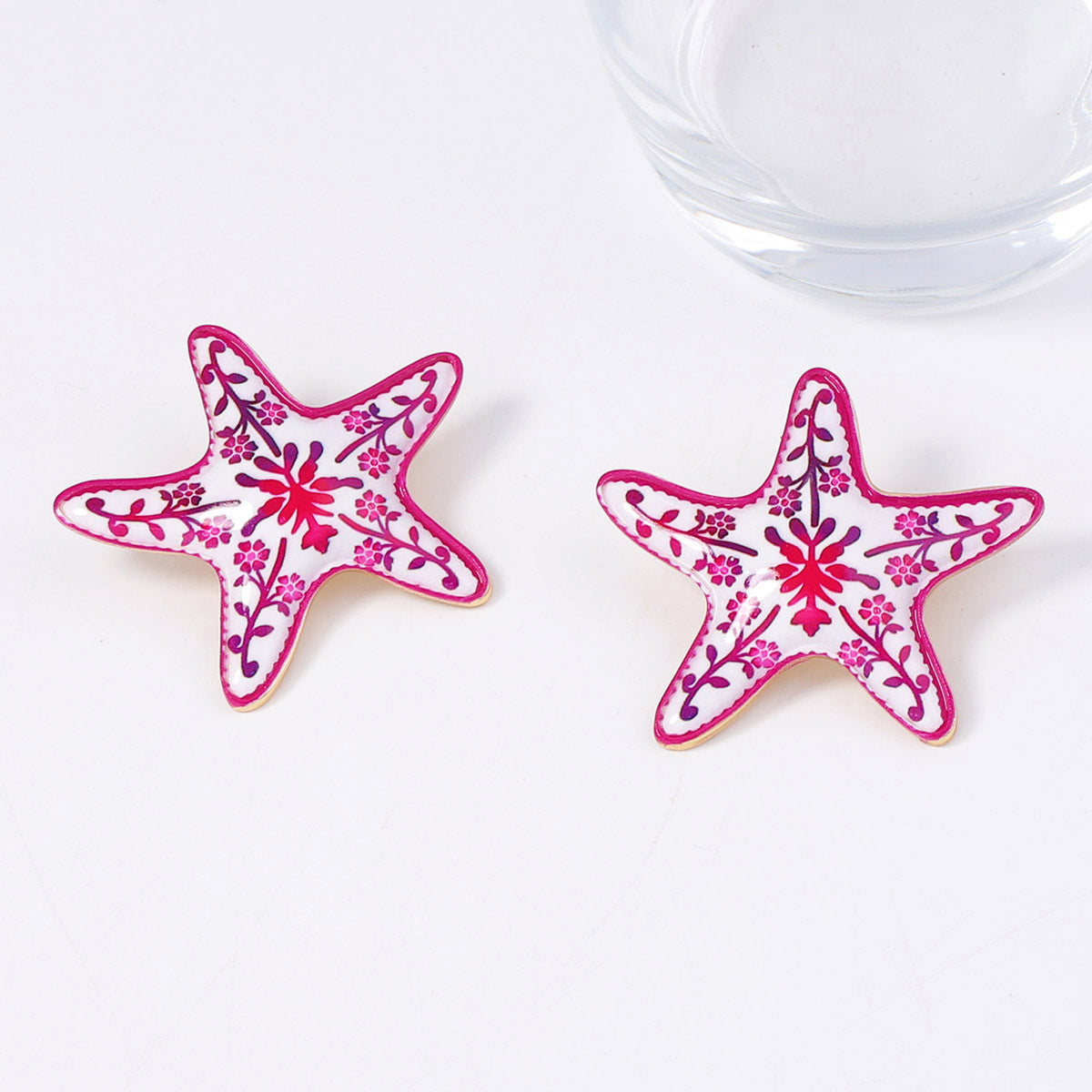 Enamel Star Stud Earrings Stainless Steel Elegant