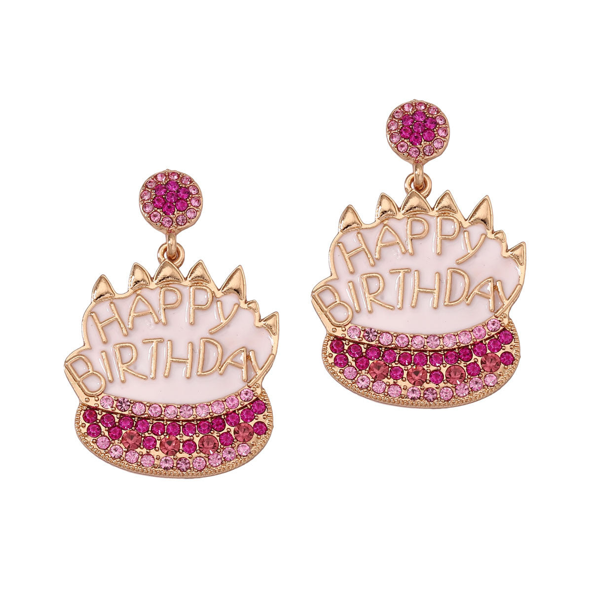 Rhinestone Birthday Cake Stud Earrings Elegant Casual