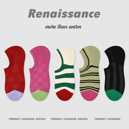 Renaissance Vintage No Show Grip Cotton Socks