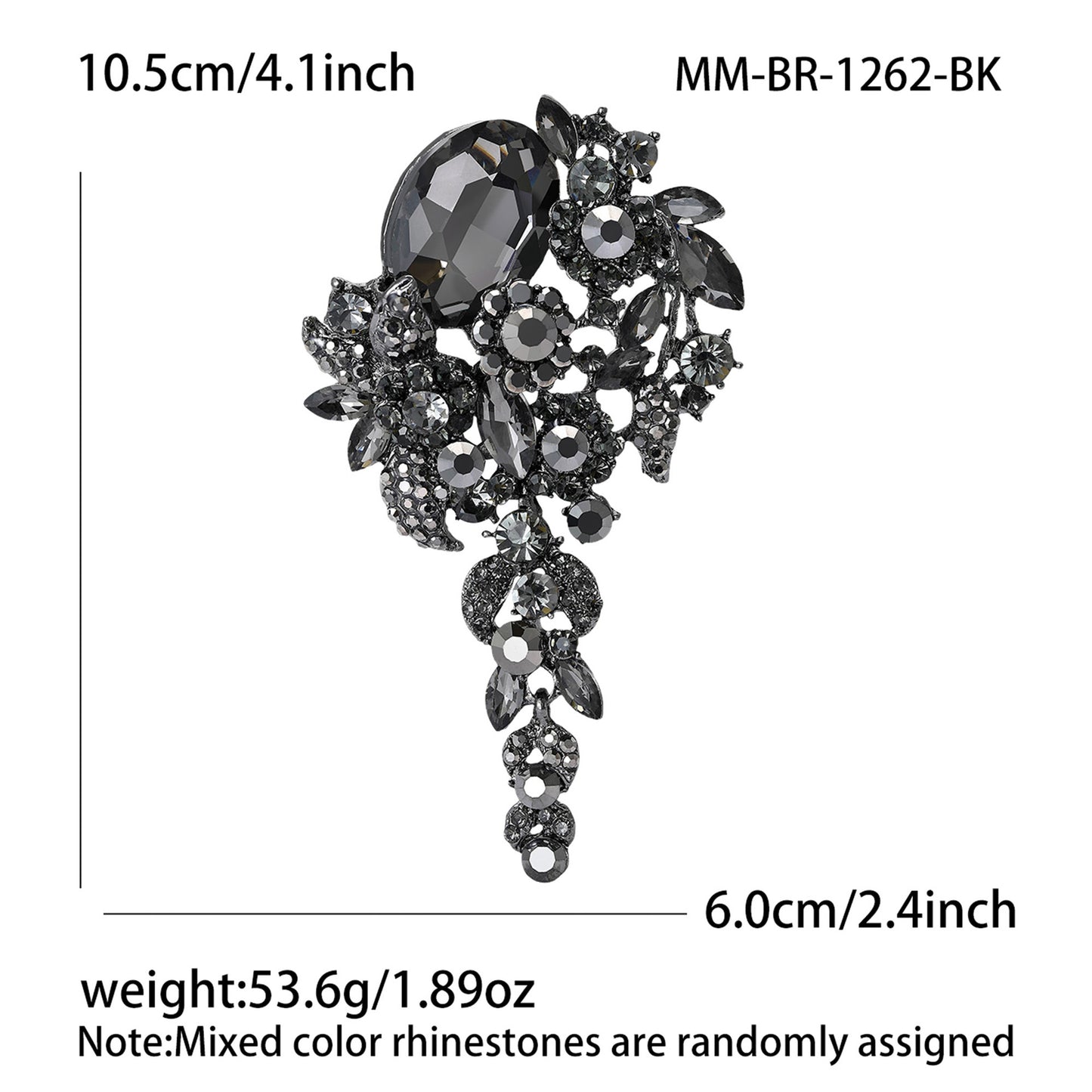 Vintage-Inspired Crystal Glass Brooch Elegant Floral Lapel Pin