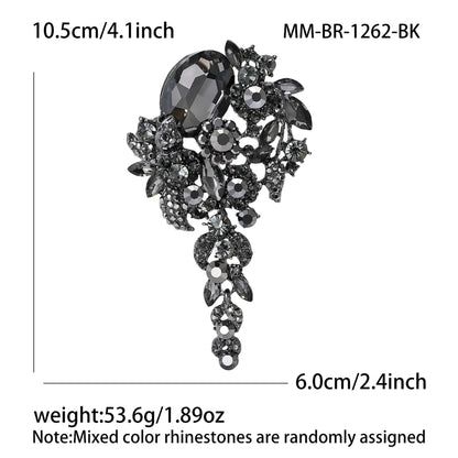 Vintage-Inspired Crystal Glass Brooch Elegant Floral Lapel Pin