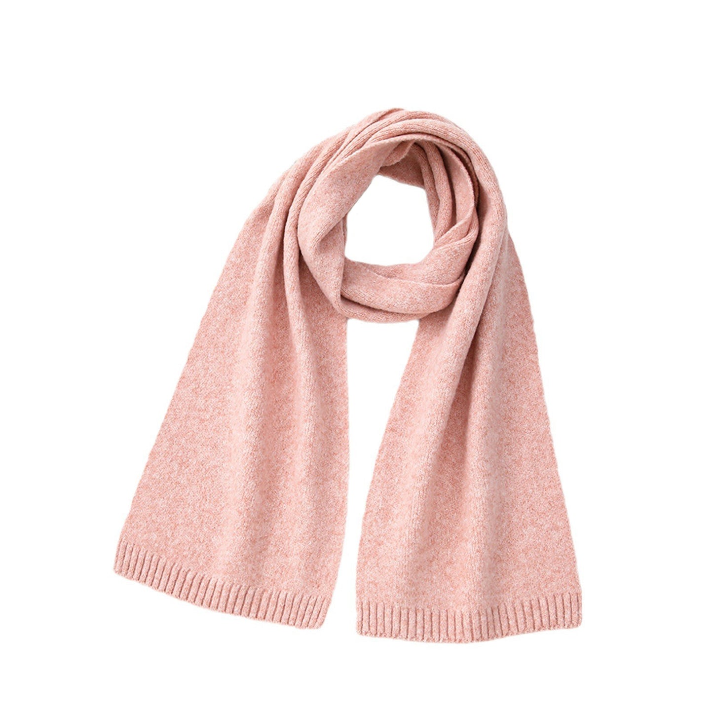 High-Quality Solid Color Wool Blend Knitted Scarf for Women