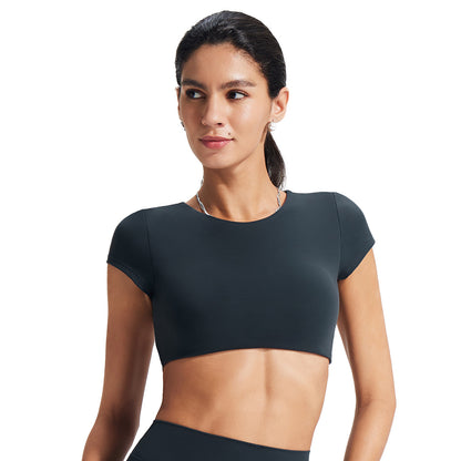 Crossbody High-Intensity Fitted Yoga Top with Open Back