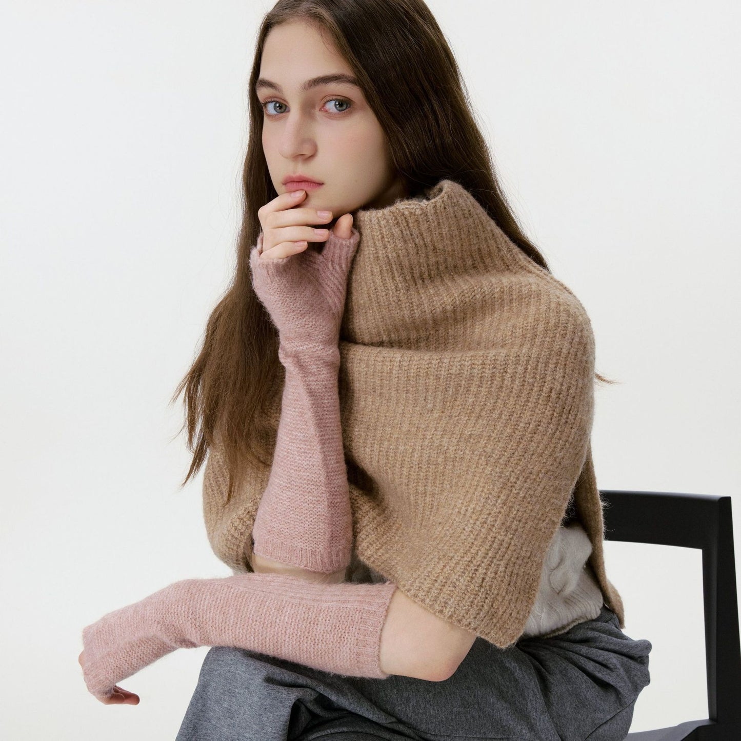 Chic High-Neck Button Neck Warmer Cozy Knit Scarf