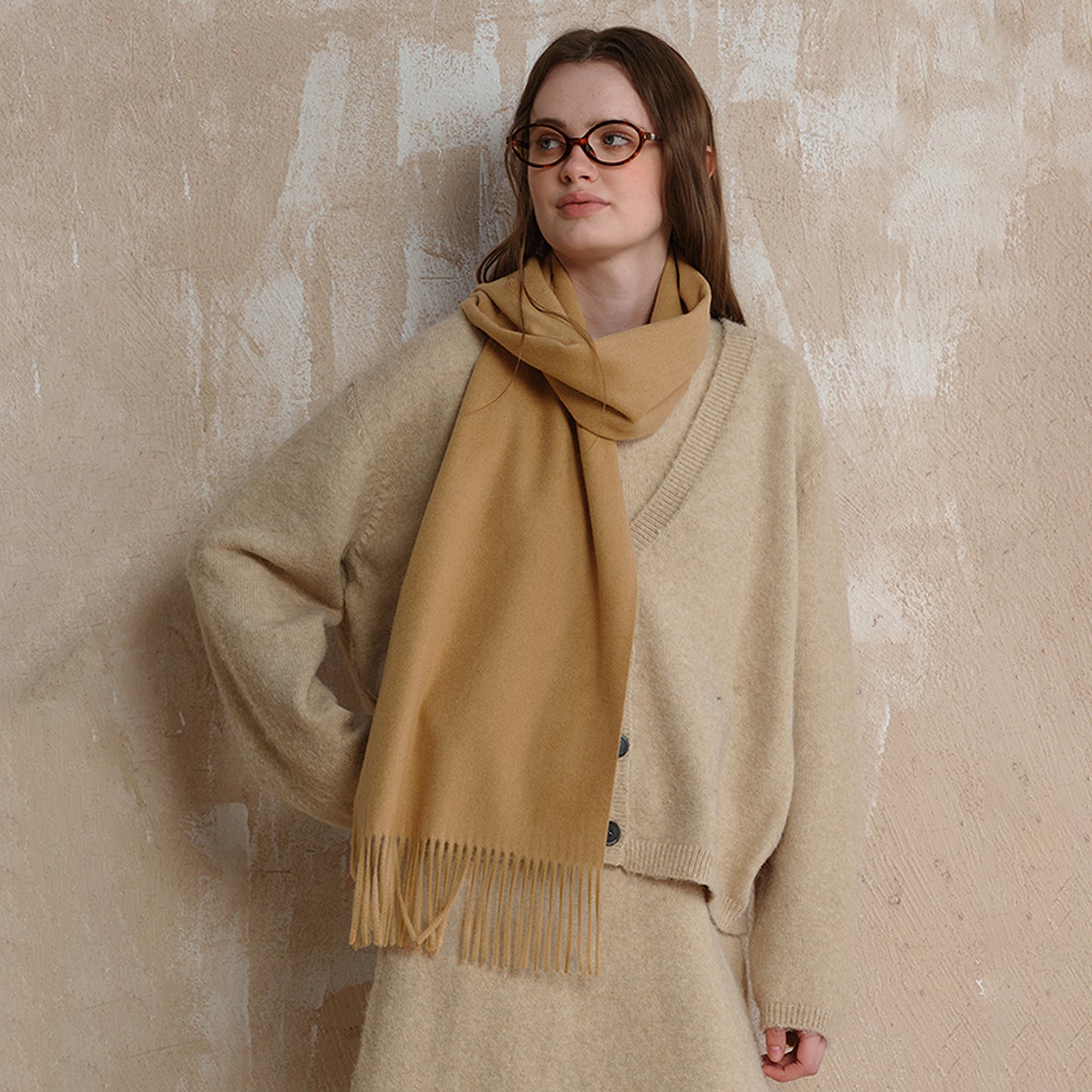 Classic Wool Scarf with Tassels for Men and Women