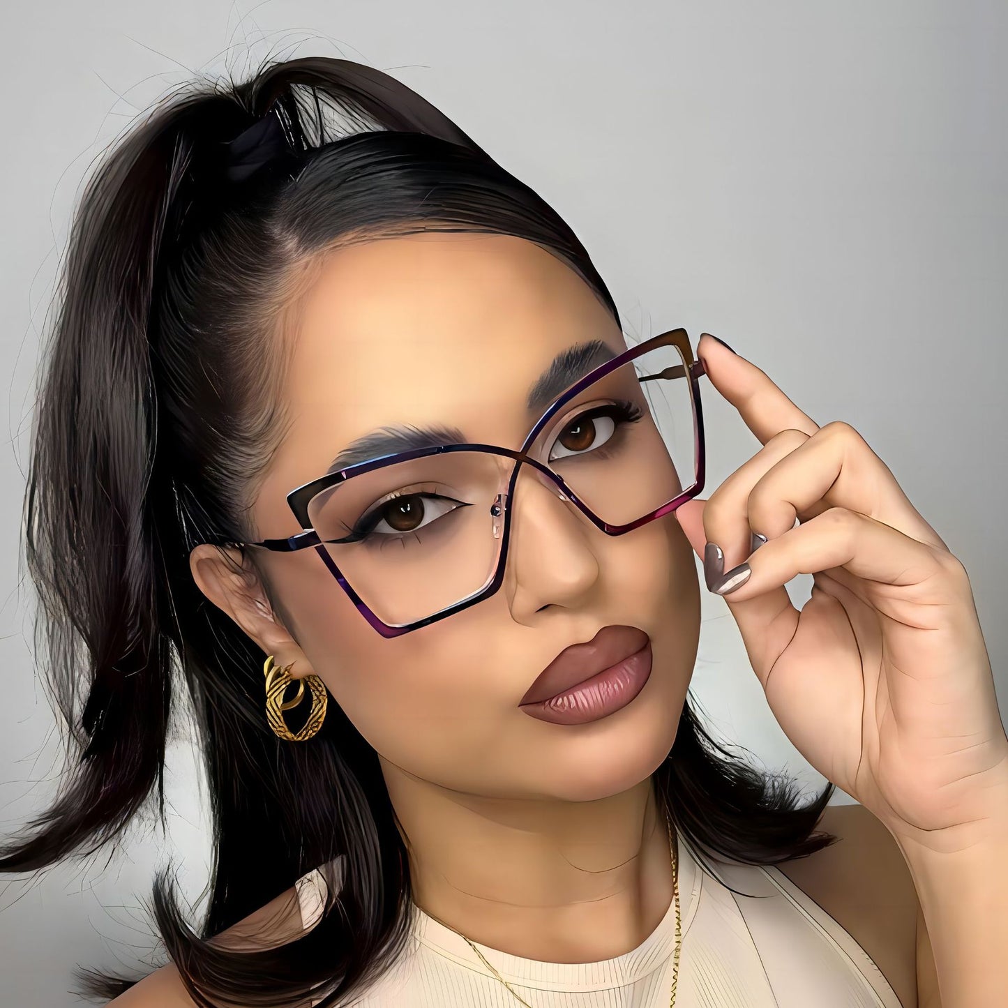 New Oversized Metal Blue Light Blocking Glasses Retro Hipster Style
