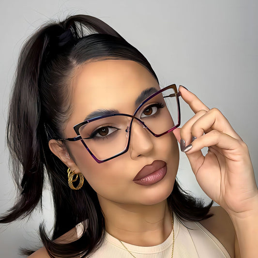 New Oversized Metal Blue Light Blocking Glasses Retro Hipster Style