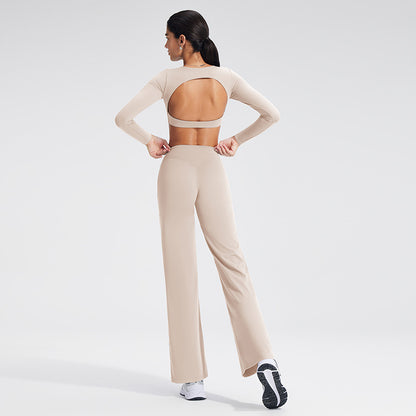 Backless Sports T-Shirt Set with Removable Pads for Women