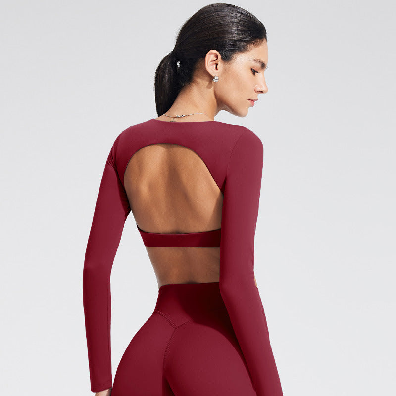 Elegant Women's Sporty Long Sleeve T-Shirt with Built-In Bra