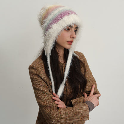 Cute Gradient Knit Beanie Hat with Ear Protection