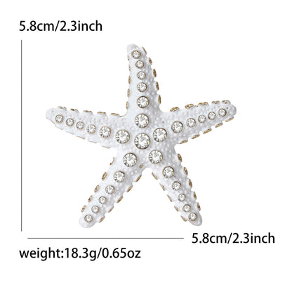 Tropical Starfish Brooch Alloy Rhinestone Pin Fashion Accessory