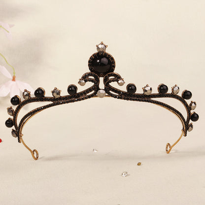 Dark Fantasy Alloy Crown with Rhinestones for Halloween Parties