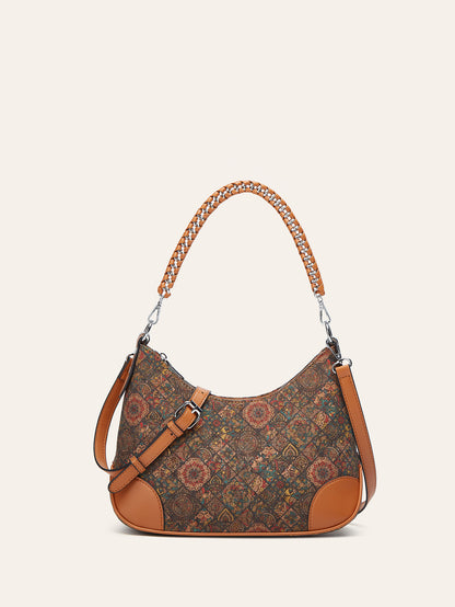 Trendy Ethnic-Inspired Cork Shoulder Bag