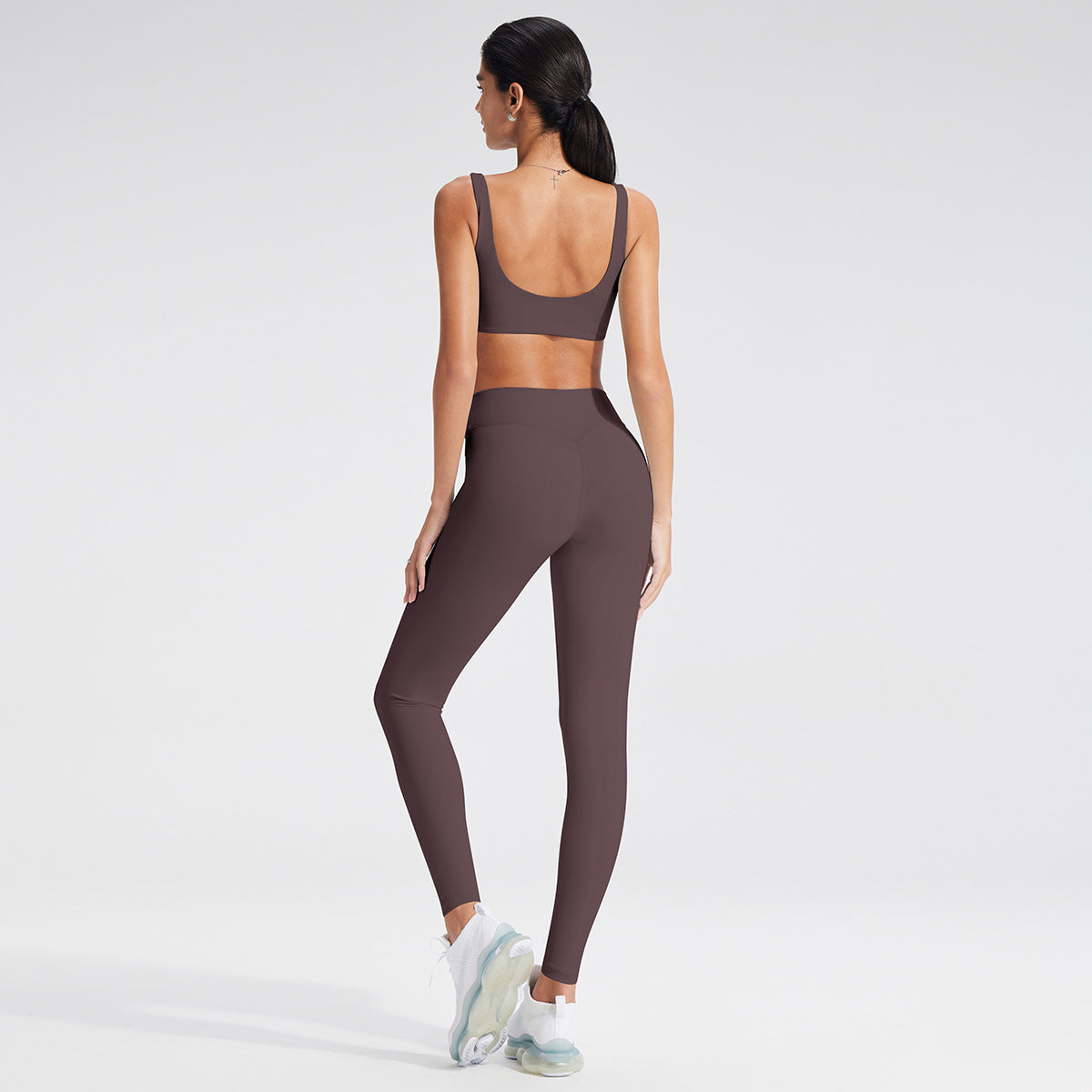 Women’s Yoga Set Deep V-Neck Sports Bra and Leggings