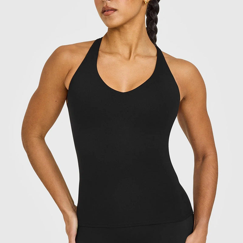 Moisture-Wicking Yoga Tank Top with Built-In Bra