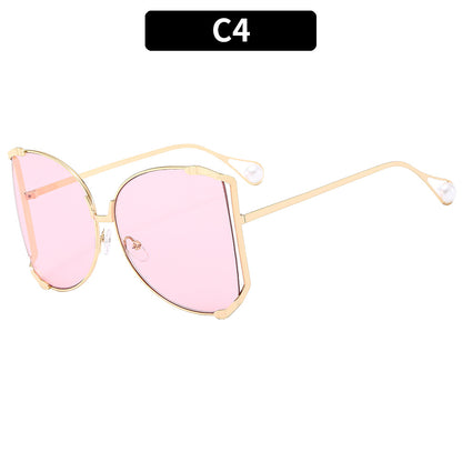 New Oversized Metal Frame Sunglasses UV400 Protection Stylish Eyewear