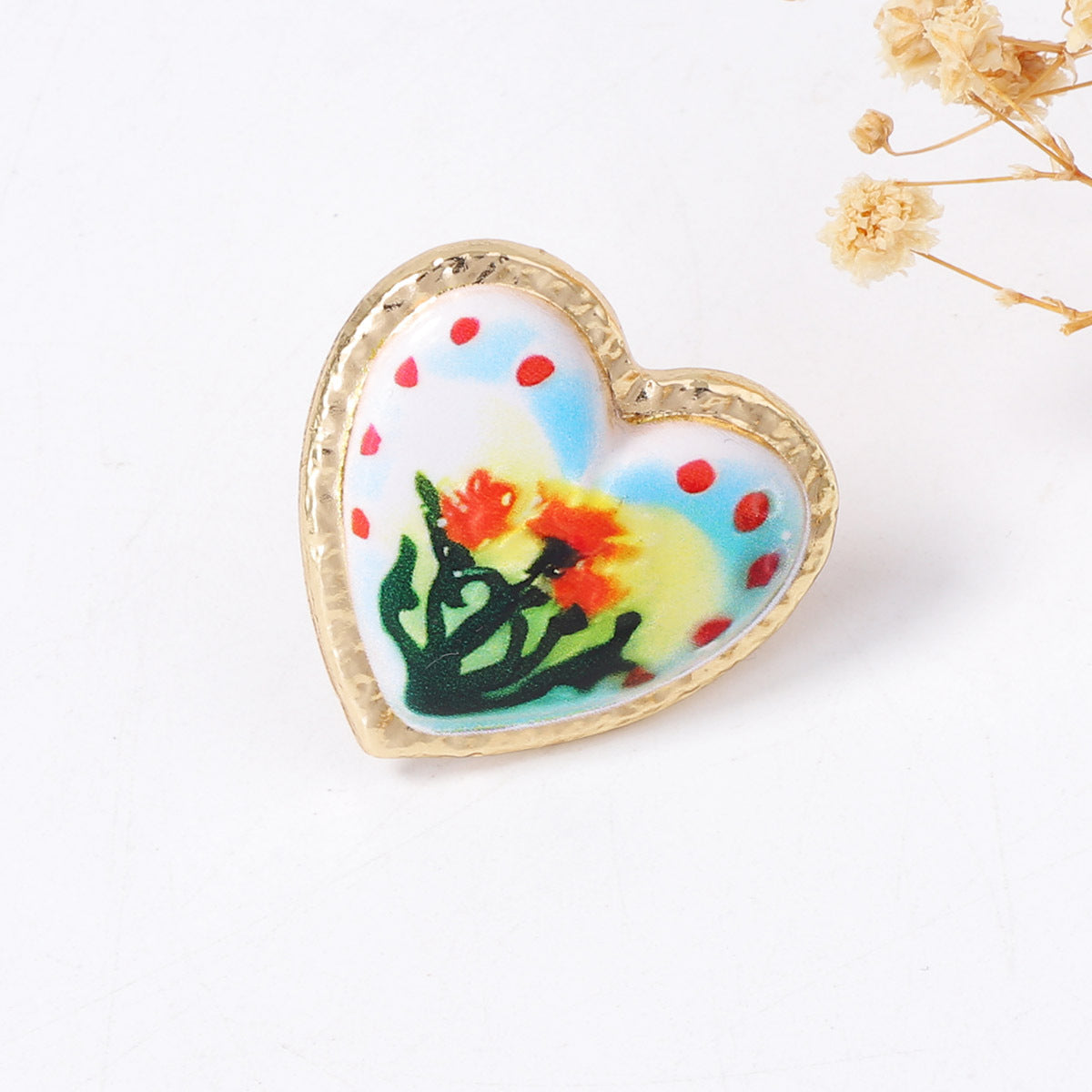 Zinc Alloy Floral Heart Adjustable Open Ring Boho Chic