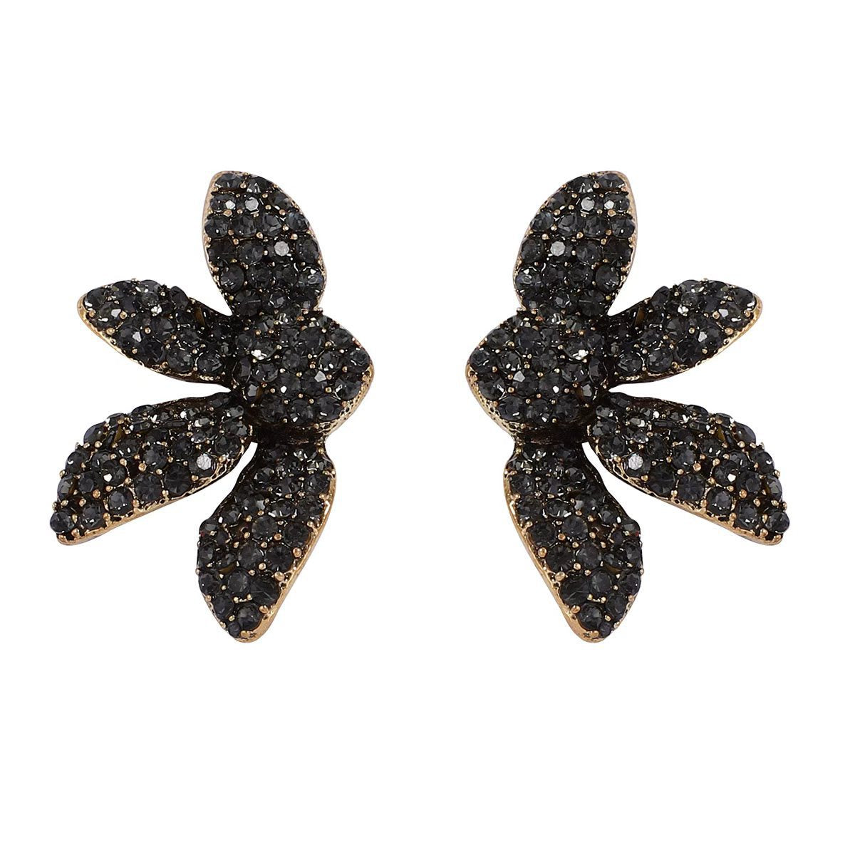 Alloy Flower Fan Shape Rhinestone Stud Earrings Everyday