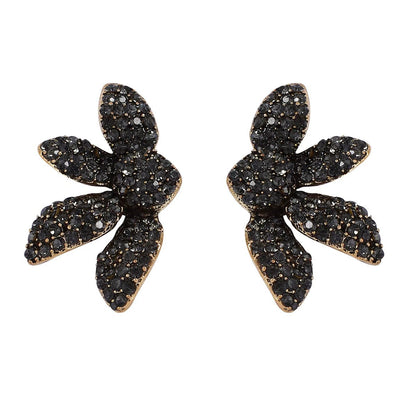 Alloy Flower Fan Shape Rhinestone Stud Earrings Everyday