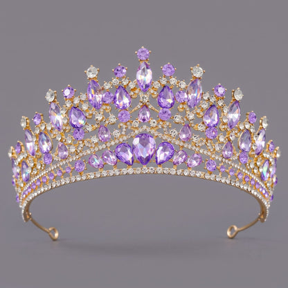 Queen Crown with Crystals for Bride Retro Style Wedding Accessories