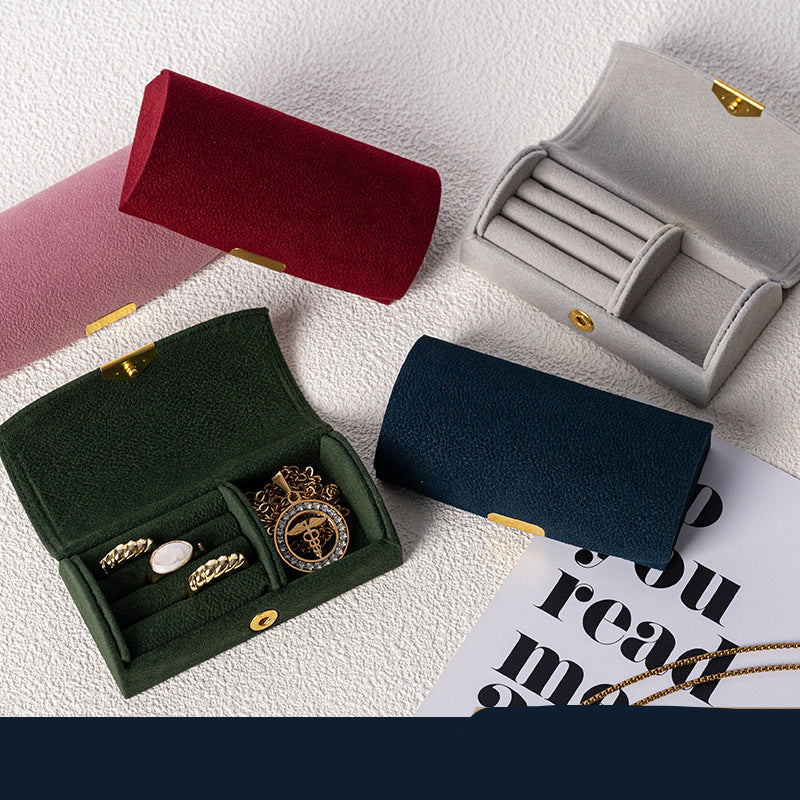 Mini Pearl Texture Velvet Jewelry Box Travel Case