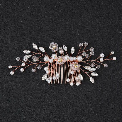 White Crystal Pearl Hair Comb Elegant Bridal Hairpiece