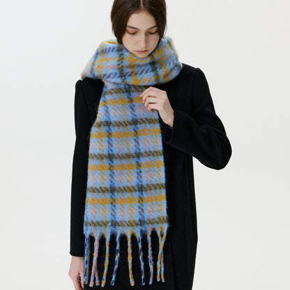 Classic Houndstooth Fringed Scarf Cozy Winter Wrap