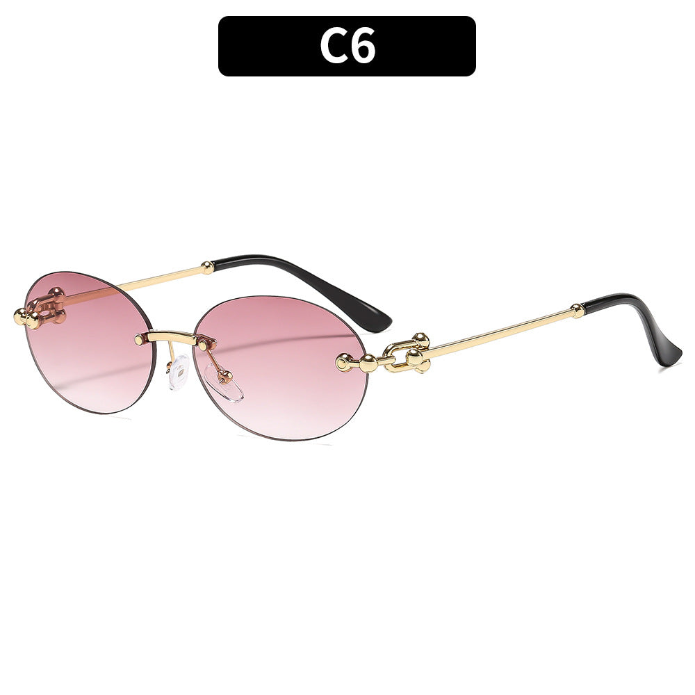 Trendy Metal Oval UV400 Sunglasses for Outdoor Activities