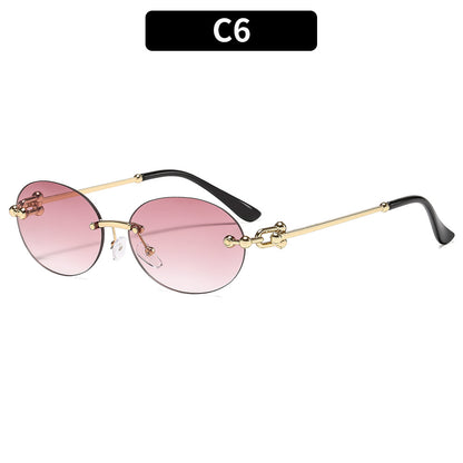 Trendy Metal Oval UV400 Sunglasses for Outdoor Activities