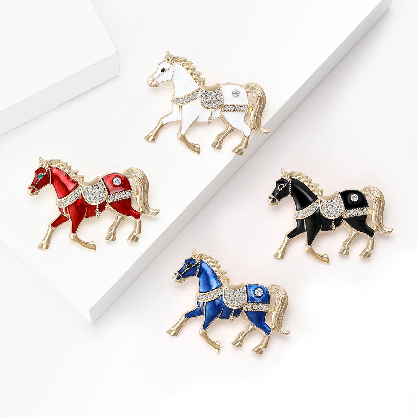Trendy Enamel Horse Brooch Fashion Pin for Jackets