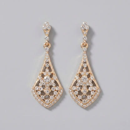 Vintage Floral Alloy Rhinestone Earrings Elegant Daily Drops