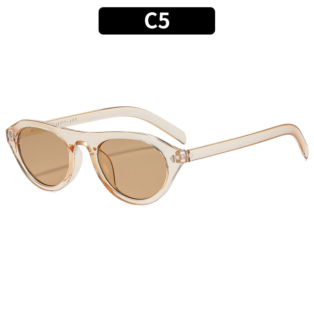 Trendy Oval Frame Sunglasses Fashionable Outdoor Shades