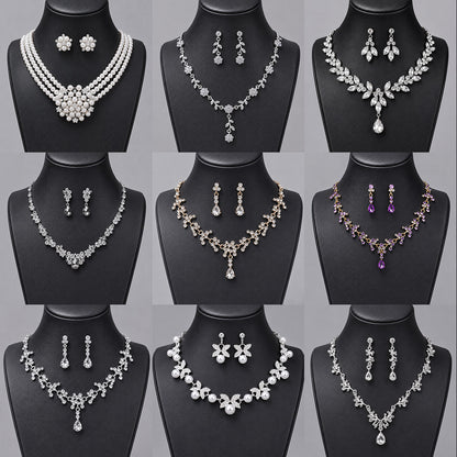 Luxury Bridal Jewelry Set with Pearl and Rhinestone for Weddings and Parties