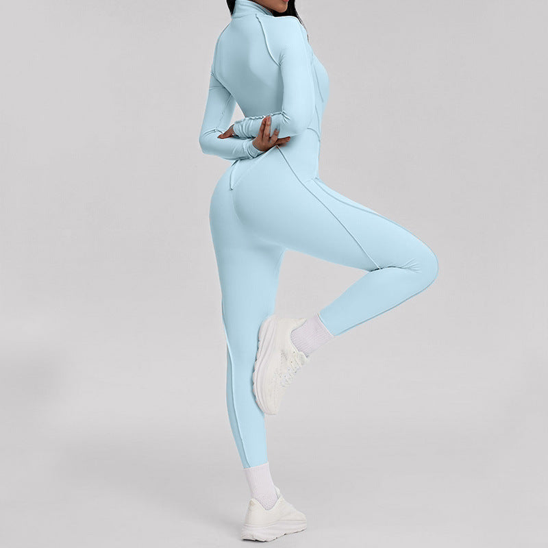 Color Block Yoga Jumpsuit with Hollow Back Spaghetti Strap